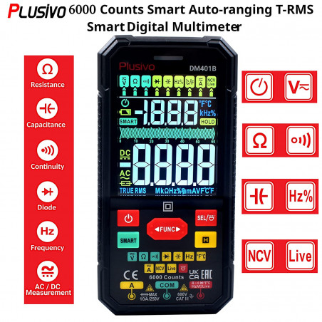 6000 Counts Digital Multimeter TRMS Smart Electrical Tester AC DC Voltmeter NCV Live Test For Voltage Current Resistance etc