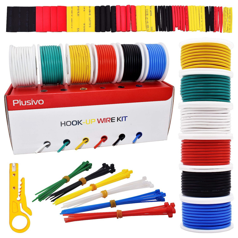 Plusivo 18AWG Hook up Wire Kit - 600V Tinned Stranded Silicone Wire of ...