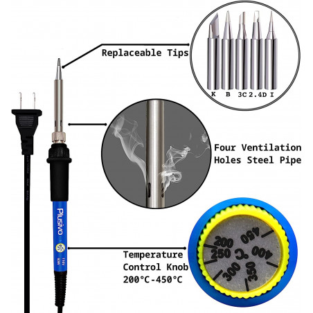 Plusivo Soldering Iron Kit with Digital Multimeter V2 (110 V, Plug Type: US )