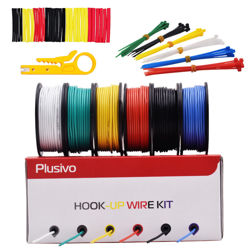 Plusivo AWG22 Hook Up Wire Kit - Solid Tinned Copper Wire of 6 ...