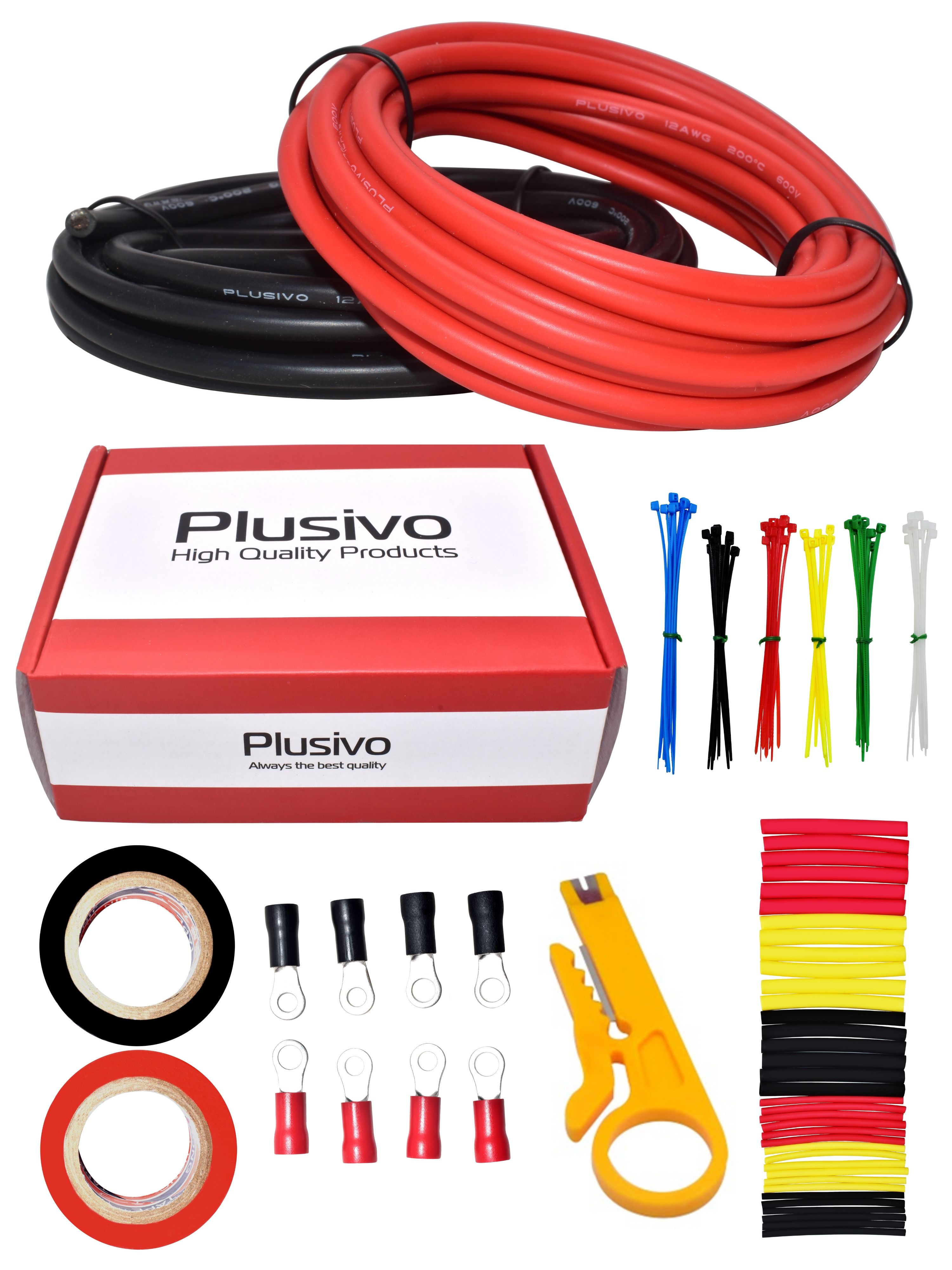 Plusivo 12AWG Hook up Wire Kit - 600V Tinned Stranded Silicone Wire of 2  Different Colors x 3m/10 ft each